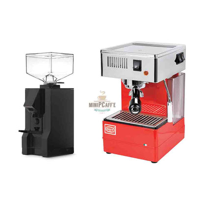 QuickMill 820 Espresso Machine Red & Eureka Manuale Grinder - MiniPCaffe.com